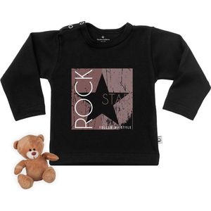 Baby t shirt met muziek print Rock Star - zwart - lange mouw - maat 74/80