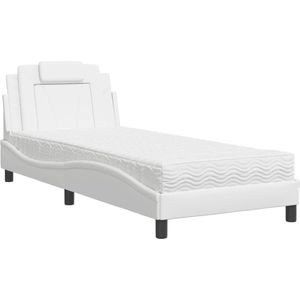 vidaXL - Bed - met - matras - kunstleer - wit - 90x200 - cm