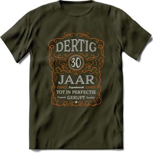 30 Jaar Legendarisch Gerijpt T-Shirt | Oranje - Grijs | Grappig Verjaardag en Feest Cadeau Shirt | Dames - Heren - Unisex | Tshirt Kleding Kado | - Leger Groen - L