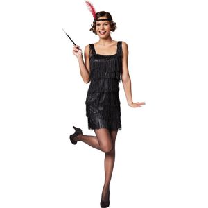 dressforfun - Vrouwenkostuum charleston XL - verkleedkleding kostuum halloween verkleden feestkleding carnavalskleding carnaval feestkledij partykleding - 301583