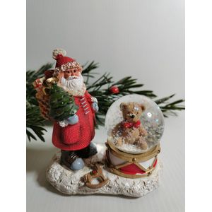 Prachtig Beeldje Kerstman met Sneeuwbol teddybeer 10Hx9Lx6.5cmB