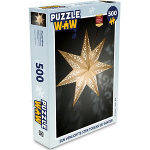 Puzzel Een verlichtte ster tijdens de winter - Legpuzzel - Puzzel 500 stukjes - Kerst - Cadeau - Kerstcadeau voor mannen, vrouwen en kinderen