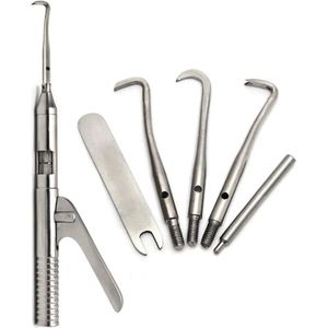 Belux Surgical Instruments / Automatische tandheelkundige instrumenten kroon remover tools set voor tand-Set van 6 stuks verpakt in een zwart etui - Handzaam en gebruiksvriendelijk