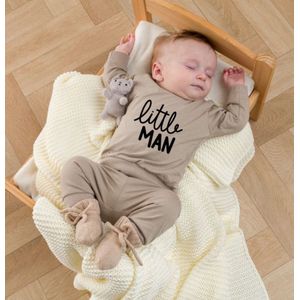 Trainingspak | Pyjama | Loungewear | Set | Little man | Zand | Maat 68/74 | 100% katoen