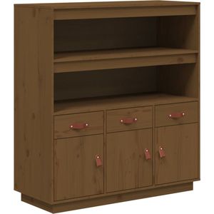 VidaXL Hoge Kast 100x40x108,5 cm Massief Grenenhout Honingbruin