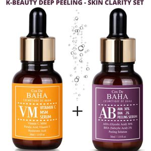 Cos de BAHA Vitamin C Serum 30ml + Exfoliating Serum 30ml - Beta Hydroxy Acid BHA - Alpha Acid AHA - Glycolic Acid - Salicylic Acid - Deep Exfoliating for Smoother Skin - Cleansing and Refining Pores - Enhanced Skin Clarity