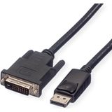 ROLINE DisplayPort Kabel DP Male - DVI Male (24+1), LSOH, zwart, 1 m