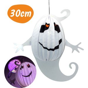 Halloween Decoratie - Honeycomb - Spook - Wit - 30x18 CM - 1 Stuk - Halloween Versiering Voor Buiten en Binnen