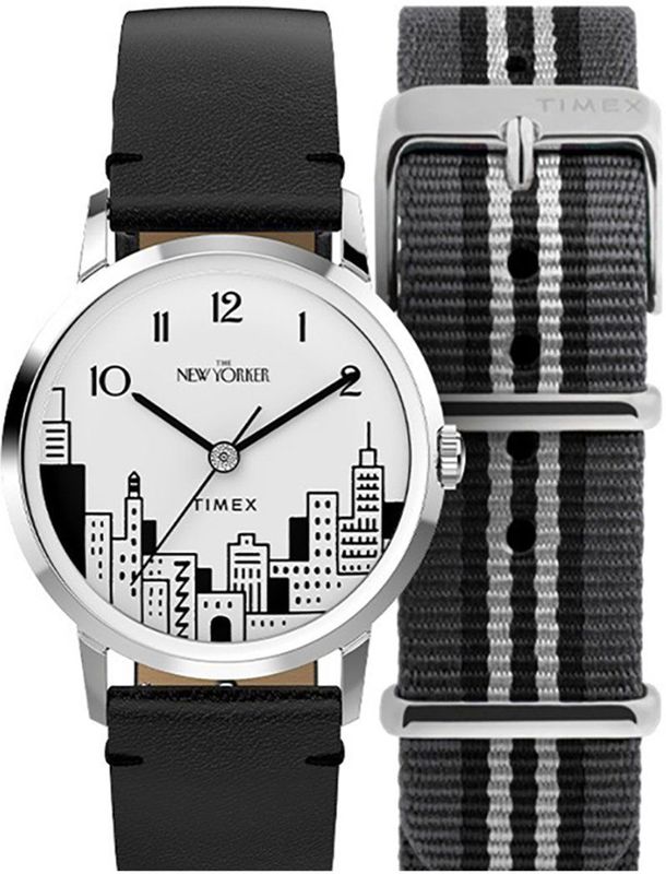 Timex New Yorker Marlin TWG066100 Horloge - Leer - Zwart - Ø 34 mm