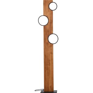 Brilliant Cheesy 140cm vloerlamp voor woonkamer, LED houten vloerlamp, vintage vloerlamp, vloerlamp voor slaapkamer, moderne hoeklamp, metaal/hout, mat zwart/hout, met geïntegreerde LED.