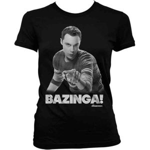 The Big Bang Theory Dames Tshirt -S- Sheldon Says BAZINGA! Zwart