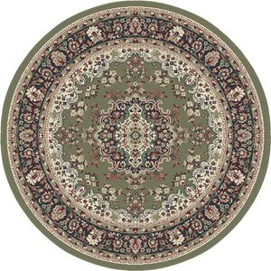 Nain Klassiek Medaillon - Rond - Laagpolig Oosters Vloerkleed - Vintage Tapijt - Groen- 160 CM ROND