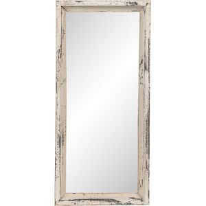 HAES DECO - Rechthoekige Spiegel - Kleur Beige - Formaat 26x4x57 cm - Materiaal Hout / Glas - Wandspiegel, Spiegel Rechthoek
