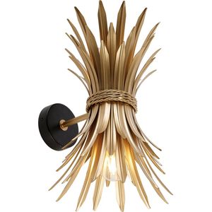 QAZQA wesley - Art Deco Wandlamp Up Down voor binnen - 2 lichts - D 27 cm - Zwart Goud - Woonkamer | Slaapkamer | Keuken