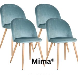 Mima® Eetkamerstoelen set van 4 - Eetkamer Stoelen - Groen - Keukenstoelen - Wachtkamer stoelen - Modern - Retro - Velours - Fluweel