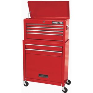 ERRO  Gereedschapswagen 34CS6 - Met opzetkist - 6 lades met slot - 61,5x30x102,5 cm - Rood