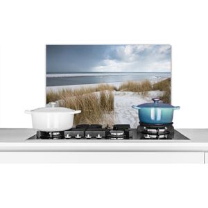 Spatscherm keuken 70x50 cm - Kookplaat achterwand Noordzee - Duinen - Water - Muurbeschermer - Spatwand fornuis - Hoogwaardig aluminium