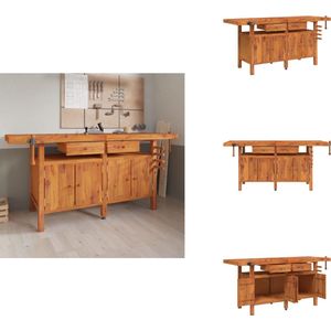 vidaXL Werkbank - Werkbanken - Werktafel - Werkstation - Werkbank met lades en bankschroeven 192x62x83 cm acaciahout