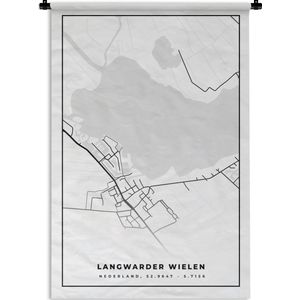 Wandkleed - Wanddoek - Kaart - Plattegrond - Stadskaart - Langwarder Wielen - 60x90 cm - Wandtapijt