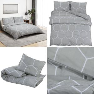 vidaXL Dekbedovertrekset 260x220 cm katoen grijs - Dekbed - Dekbedden - Dekbedovertrek - Overtrek