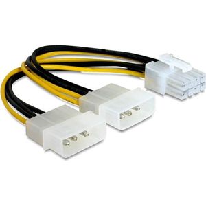 PCIe 8-pins (m) - 2x Molex 4-pins (m) voedingsadapter - 0,15 meter