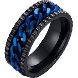 LGT Jewels edelstaal heren ring Cuban Link Zwart Blauw-18mm