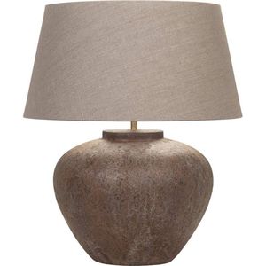 Keramiek tafellamp Maxi Tom | 1 lichts | bruin | keramiek / stof | Ø 50 cm | 58 cm hoog | landelijk / klassiek / sfeervol design