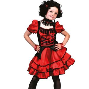 Verkleedpak saloon girl jurk rood meisje French Can Can Rosalie 116 - Carnavalskleding