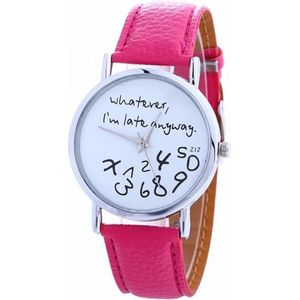 Fako Bijoux® - Horloge - Whatever, I'm Late Anyway - Fuchsia