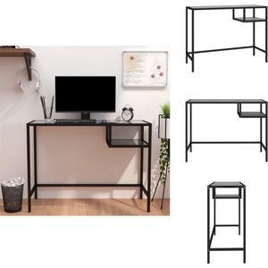 vidaXL Computerbureau - Computerbureaus - Glazen Kantoorbureau - Kantoorbureau - Computerbureau 100x36x74 cm gehard glas zwartmarmerkleurig