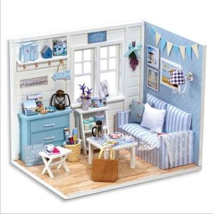 Poppenhuis Miniatuur Kit met LED Verlichting - Creatief Cadeau voor Vrienden en Ouders - Mooie Kleine Kamer (Frisse Zonneschijn)