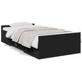 vidaXL - Bedframe - met - lades - bewerkt - hout - zwart - 100x200 - cm