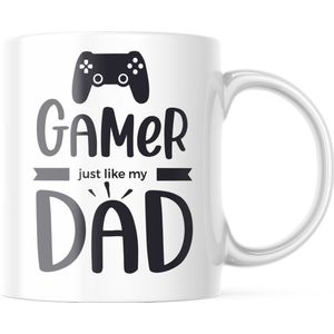Vaderdag Mok met tekst: Gamer just like my dad | Grappige mok | Grappige Cadeaus | Koffiemok | Koffiebeker | Theemok | Theebeker