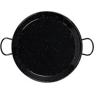 Vaello La Valenciana Geëmailleerde stalen inductie Paella Pan, 32 Cm, Zwart en onderhouden, met 2 handvatten