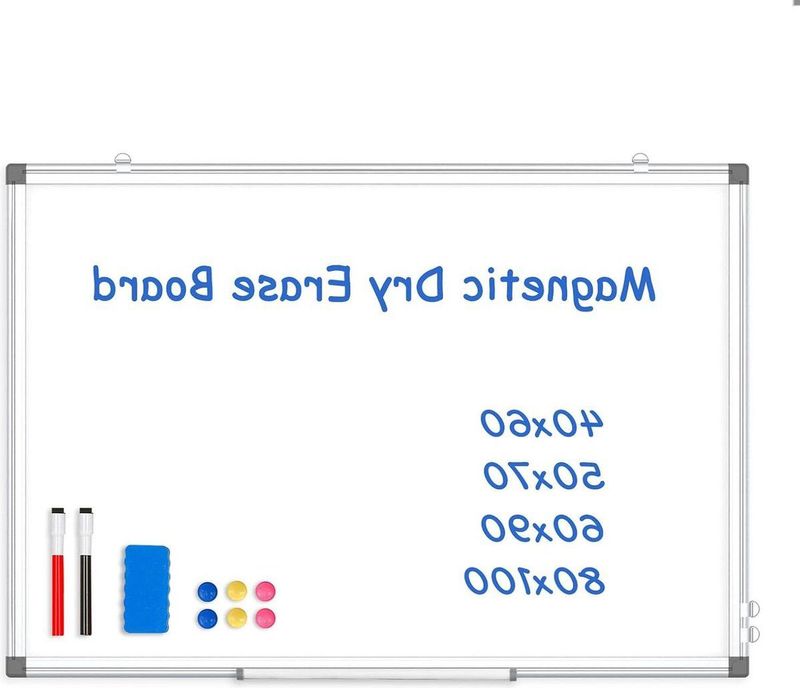 Magnetisch whiteboard droog wissen voor muur 90x120 cm - wit bord voor kantoor en school - inclusief markers, pennenbak en magneten magneetbord 60x90