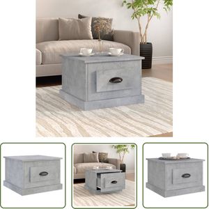 The Living Store Salontafel 50x50x35 cm bewerkt hout betongrijs - Salontafel - Bijzettafel - Houten Salontafel - Beton Grijs - Design Meubilair
