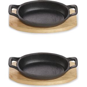 Stijlvolle Gietijzeren Serveerschaal met Serveertafel – Perfect voor Oven, Grill en BBQ - 2-delig