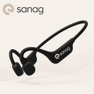 Bone Conduction Headphone– Bluetooth Sport Hoofdtelefoon – Open Ear Draadloze Koptelefoon – Waterdicht, Lichtgewicht & Met Microfoon – Voor Hardlopen en Fietsen – Zwart – Sanag