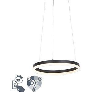 QAZQA anello - Moderne LED Hanglamp - 1 lichts - Ø 40 cm - Zwart - Woonkamers-sSlaapkamers-sKeuken