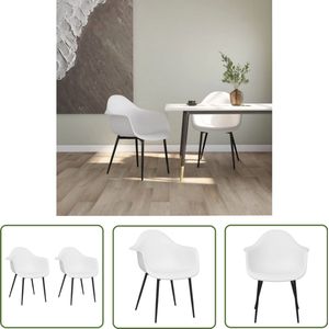 vidaXL Eetkamerstoelen - Set van 2 - Wit - Modern Design Minimalistische Eetkamerstoelen - Witte Eetkamerstoelen - Eetkamerstoelen Design - Comfortabele Eetkamerstoelen - Ergonomische Eetkamerstoelen