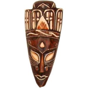 Jano Painted Mask - Keuze uit 20 cm, 50 cm of 100 cm - Houten masker uit Bali - Wandmasker - Afrikaanse decoratie (ca. 20 cm)