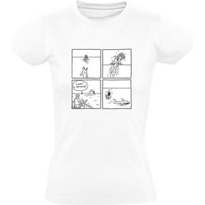 Zeemeermin Dames T-shirt - vrouw - haai - zee - oceaan - grappig