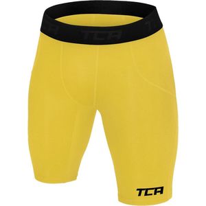 TCA Mannen SuperThermal Compressie Basislaag Thermische Onderbroek Shorts - Geel, L