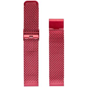 Milanese Mesh Grof Geweven Horlogebandje Roestvrij Staal + opening tool - Bordeaux Rood 22mm
