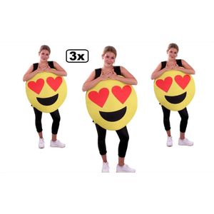 3x Emoticon smiley hartjes ogen kostuum unisex