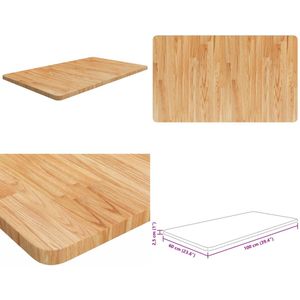 vidaXL Wastafelblad 100x60x2,5cm behandeld massief hout lichtbruin - Tafelblad - Tafelbladen - Wastafelblad - Wastafelbladen