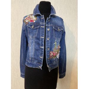 Jeans vest met broderie en parels, maat M