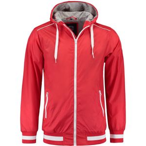 L&S nylon jacket met capuchon unisex rood - S