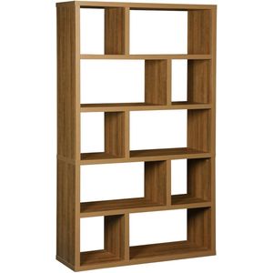 sweeek - Asymmetrische boekenkast van 5 niveaus met 10 vakken, b 111,2 x d 39 x h 190cm