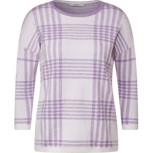 CECIL Round Neck Check Pullover Dames Trui - lila melange - Maat XXL